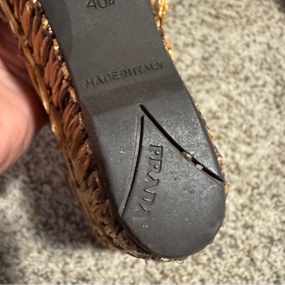 Prada Woven Raffia Wedge Sandals- Size 40.5 - Picture 7 of 10